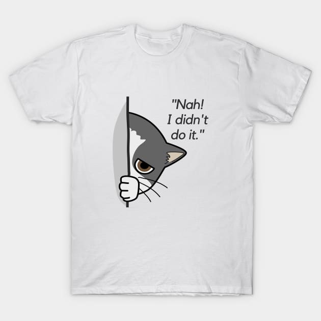 Gray Cat Hiding T-Shirt by LThings